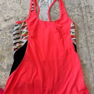 Fabletics Orange Red Sleeveless Cut Out Tank Top
